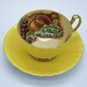 Vintage Aynsley Orchard Fruit Yellow Fruit Design Teacup and Saucer